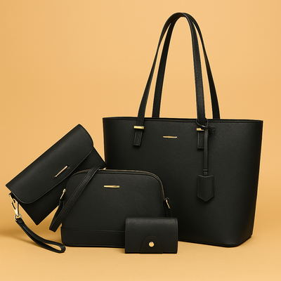 3-teilige Lederhandtasche & Umhängetasche Set