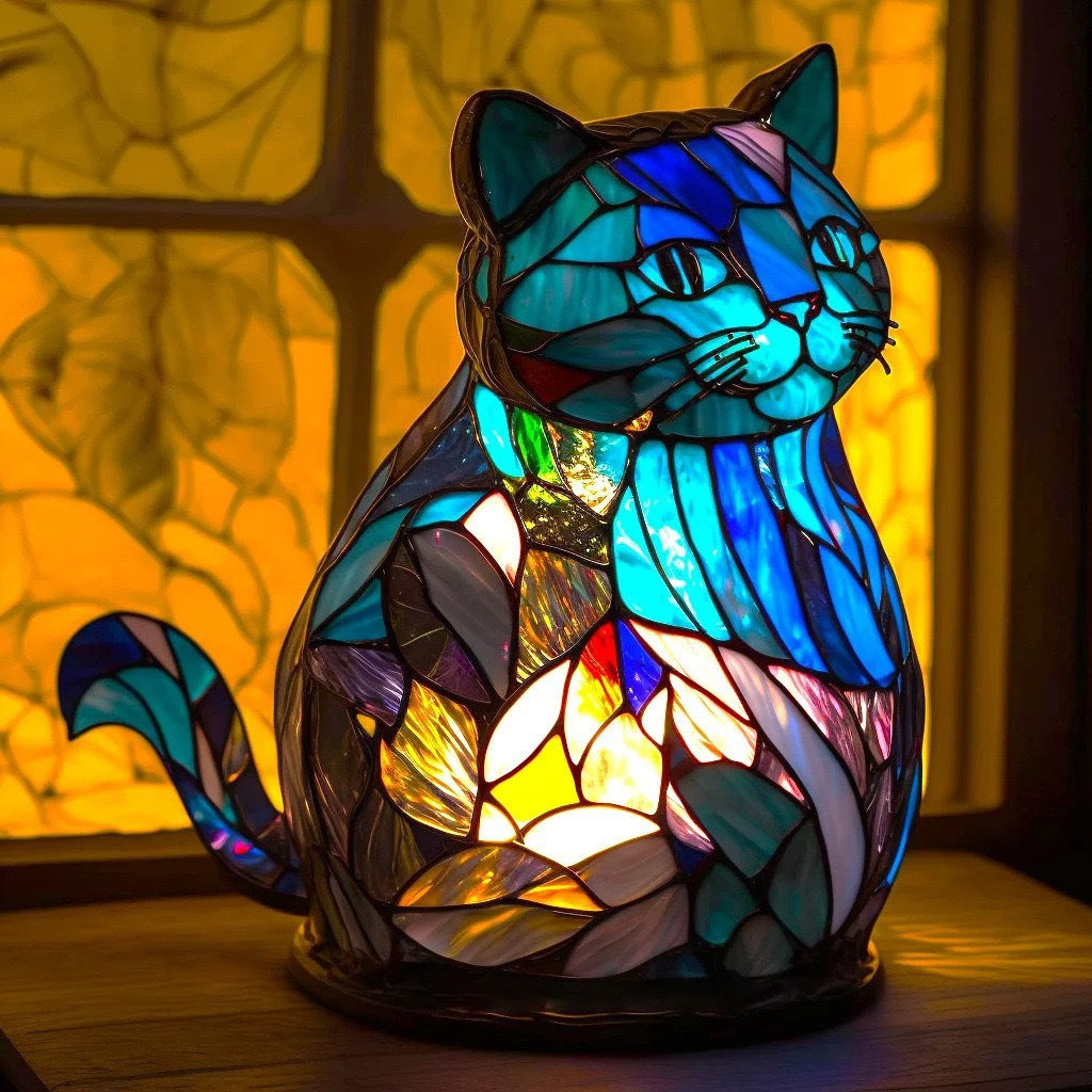 Nala – Magische Lampe für Katzen aus farbigem Glas