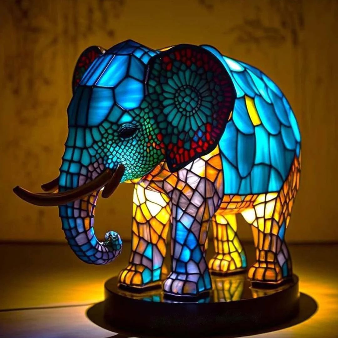 Teddybär – Magische Elefantenlampe aus farbigem Glas