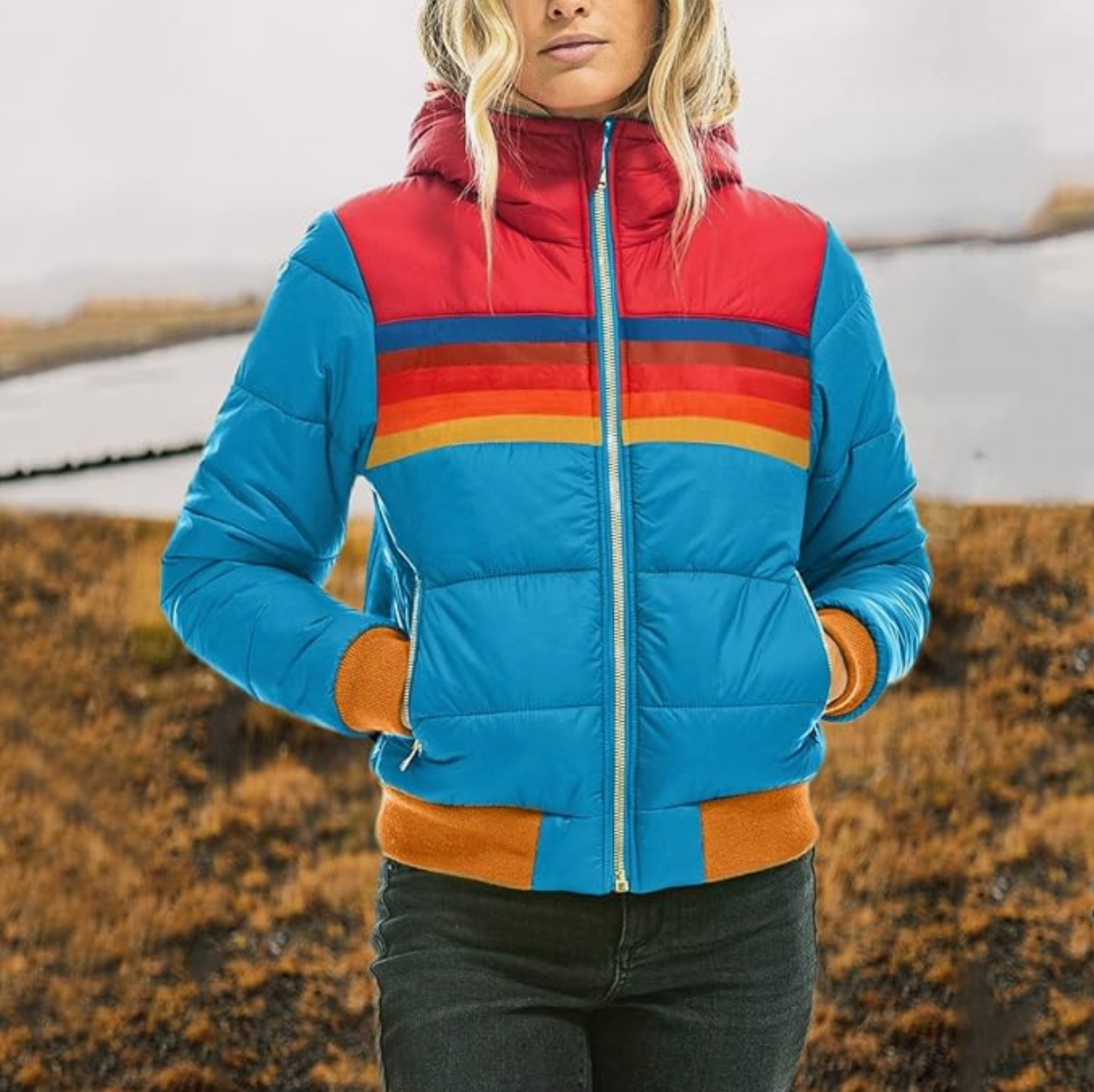 Ines | Retro-Jacke mit Fellkapuze