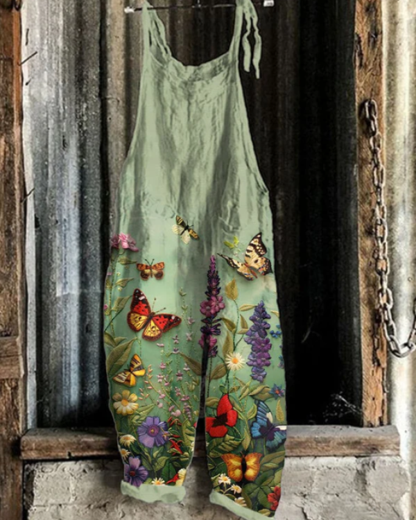 Floraler Jumpsuit mit Schmetterlingen für Frauen - Komfort und Eleganz