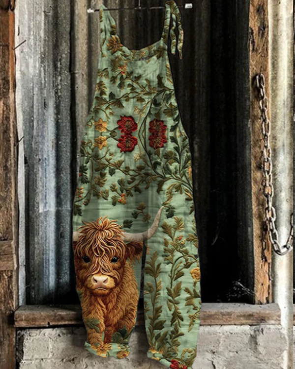 Vintage-Jumpsuit mit floraler Stickerei - Müheloser Stil und Komfort für Frauen