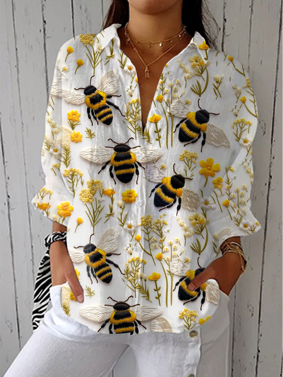 Fiorine - Bluse mit goldenen Bienen