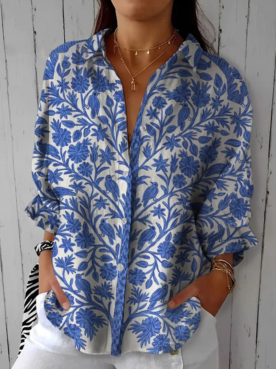 Frederikke - Blaue Gartenbluse
