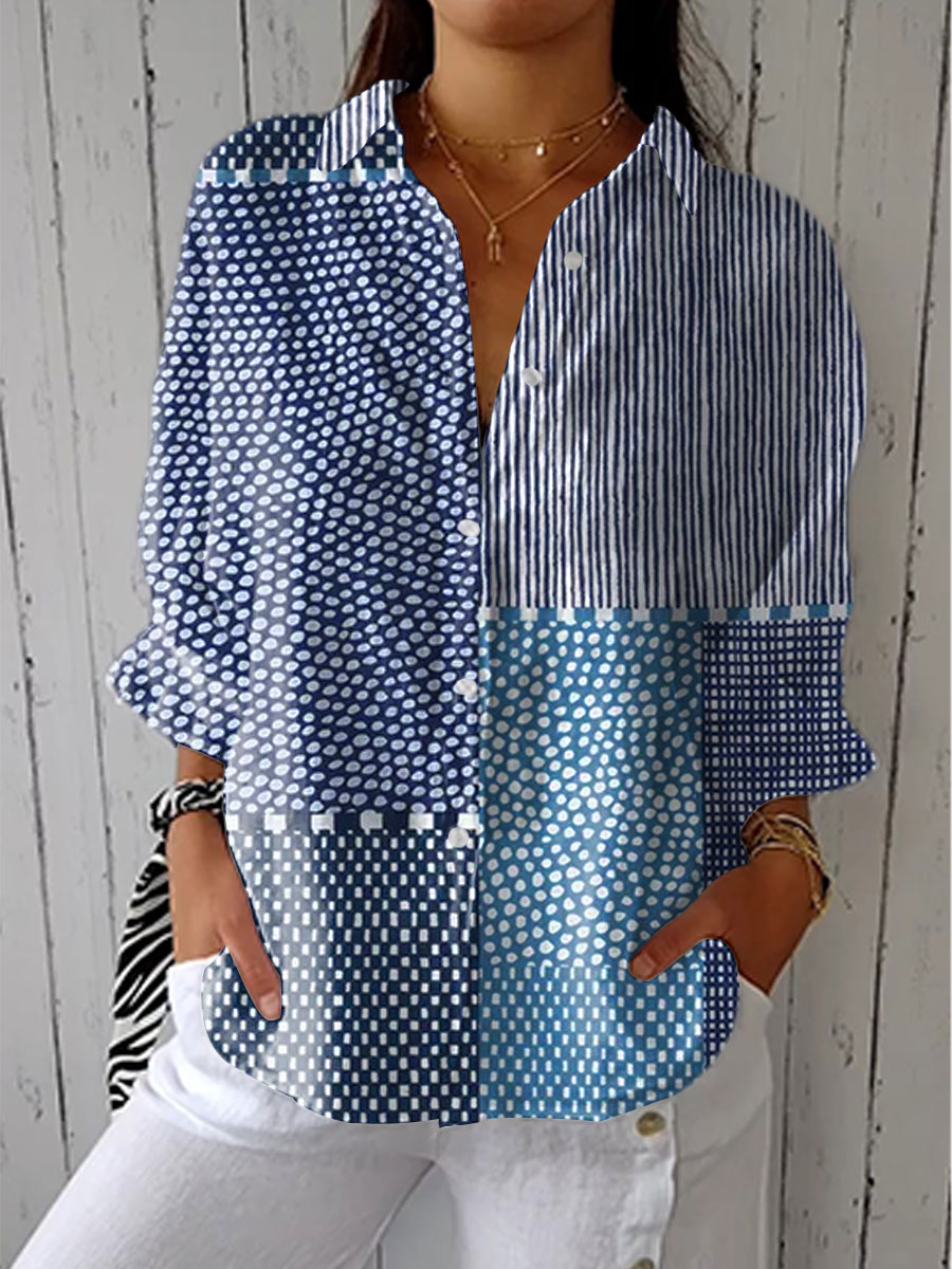 Fiora - Ocean Patchwork Bluse