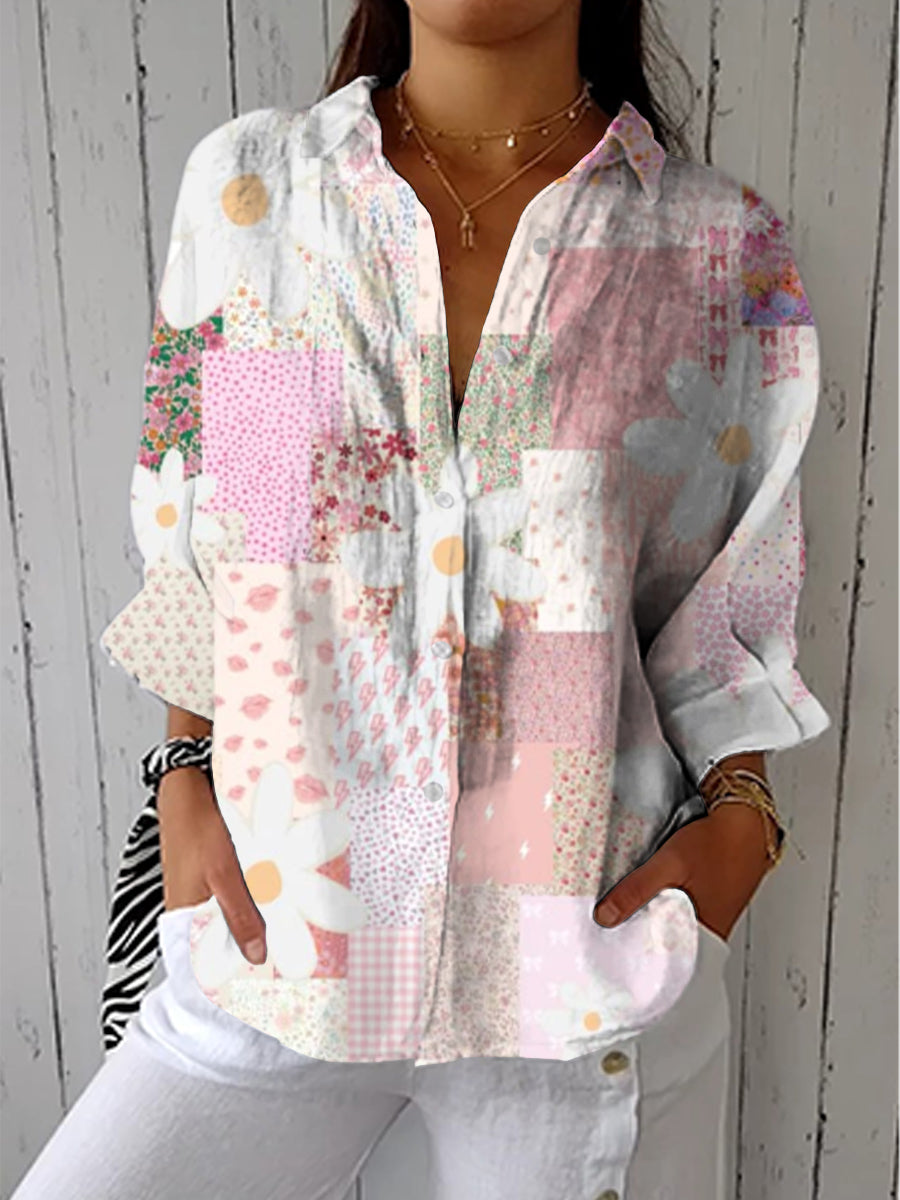 Fanny - Patchwork Gänseblümchen Bluse