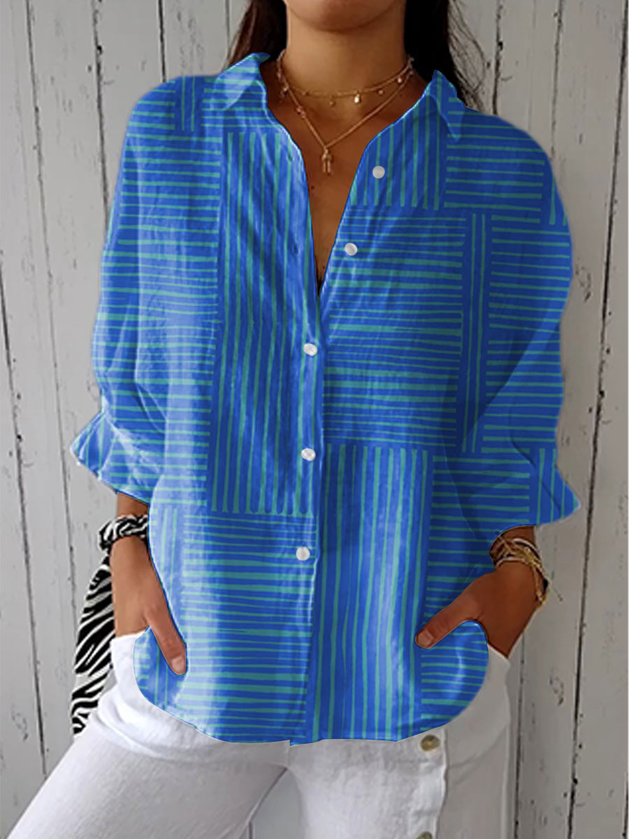 Feline - Azure Streifen Bluse