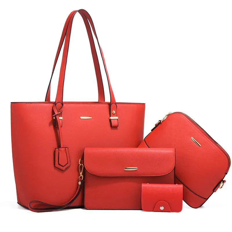 3-teilige Lederhandtasche & Umhängetasche Set