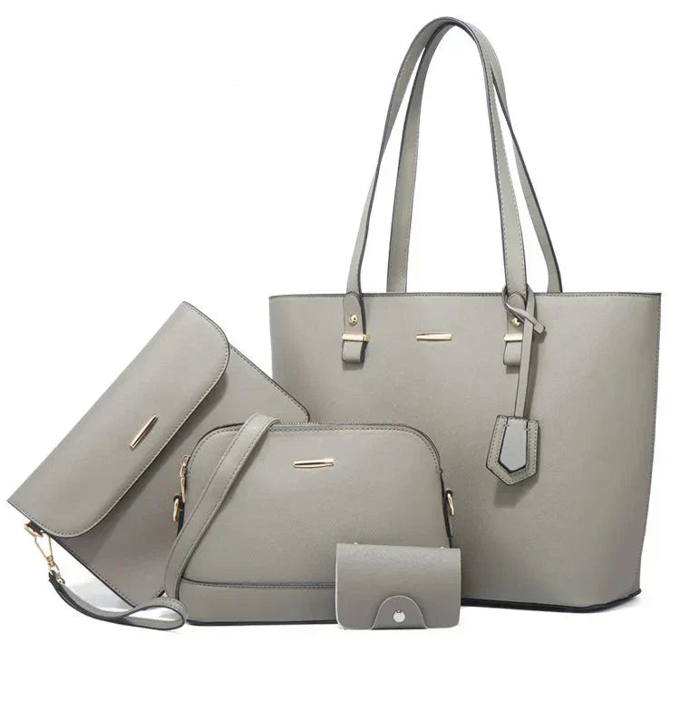 3-teilige Lederhandtasche & Umhängetasche Set