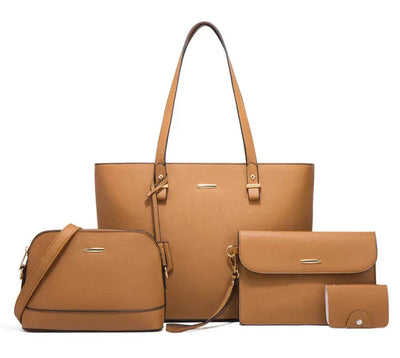 3-teilige Lederhandtasche & Umhängetasche Set