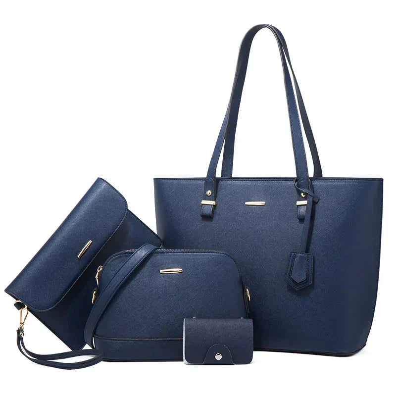 3-teilige Lederhandtasche & Umhängetasche Set