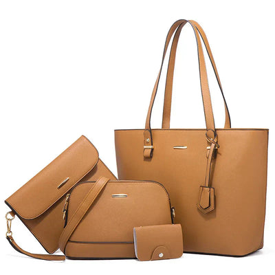 3-teilige Lederhandtasche & Umhängetasche Set