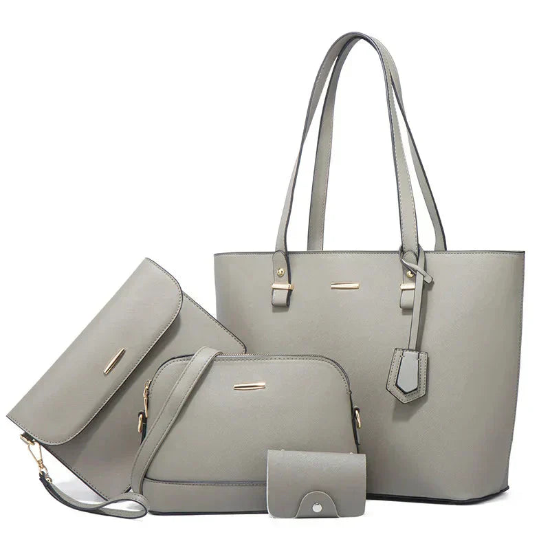 3-teilige Lederhandtasche & Umhängetasche Set