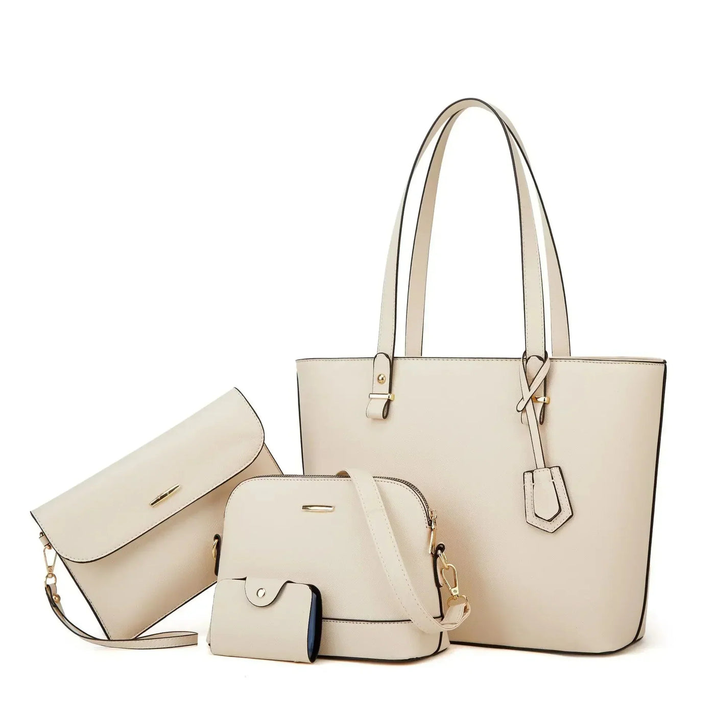 3-teilige Lederhandtasche & Umhängetasche Set