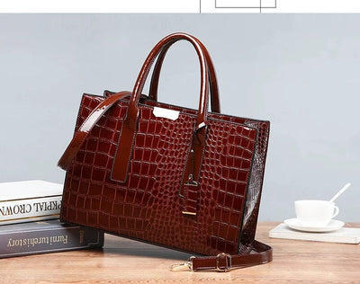 New York Krokodil-Prägung Leder Handtasche