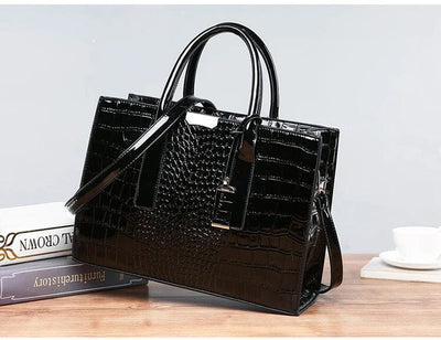 New York Krokodil-Prägung Leder Handtasche