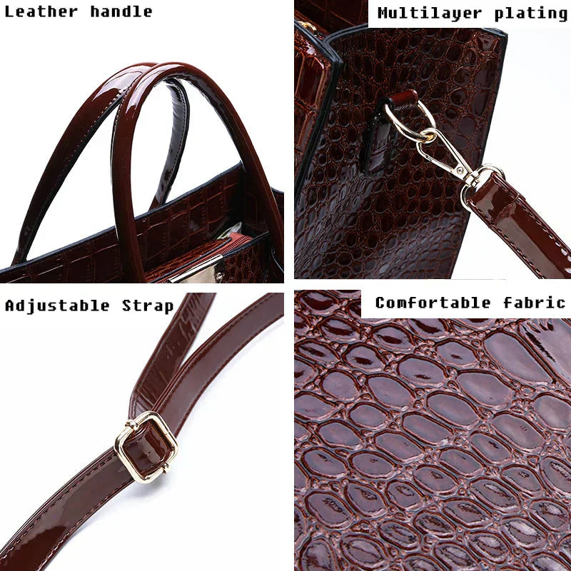 New York Krokodil-Prägung Leder Handtasche