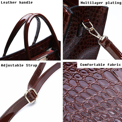 New York Krokodil-Prägung Leder Handtasche
