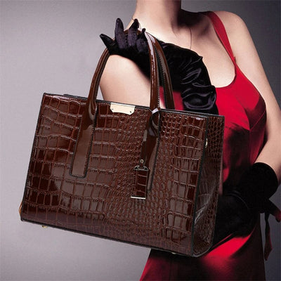 New York Krokodil-Prägung Leder Handtasche