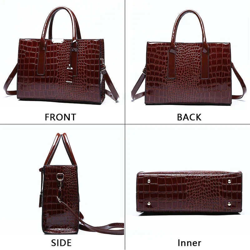 New York Krokodil-Prägung Leder Handtasche
