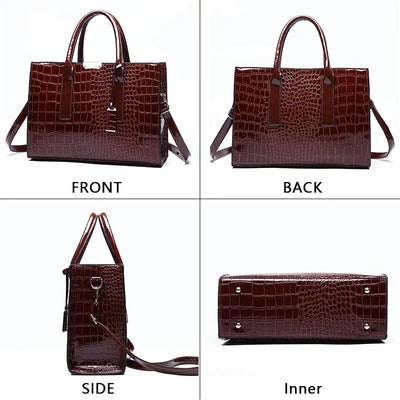 New York Krokodil-Prägung Leder Handtasche