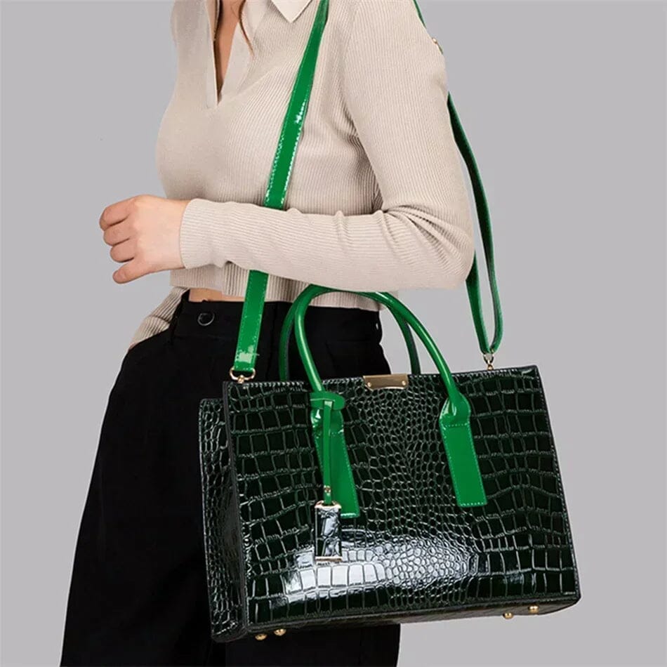 New York Krokodil-Prägung Leder Handtasche
