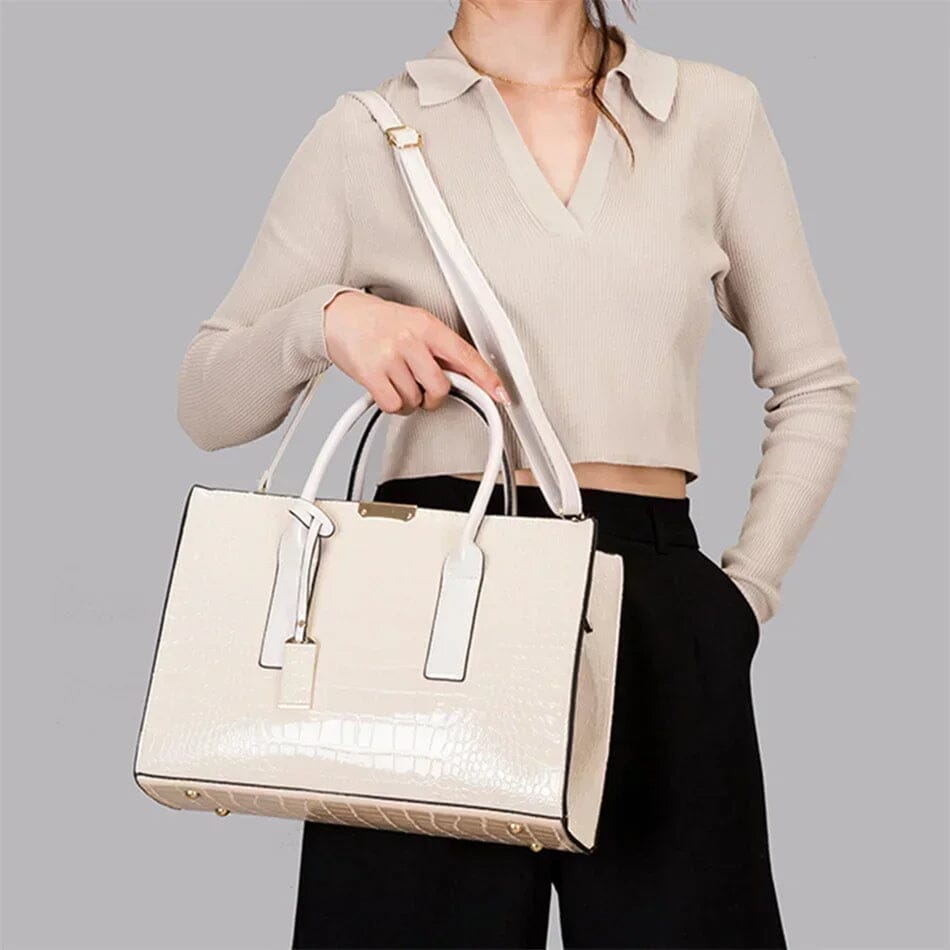 New York Krokodil-Prägung Leder Handtasche