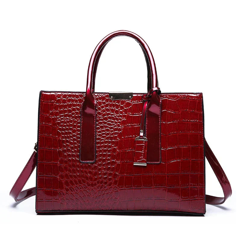 New York Krokodil-Prägung Leder Handtasche